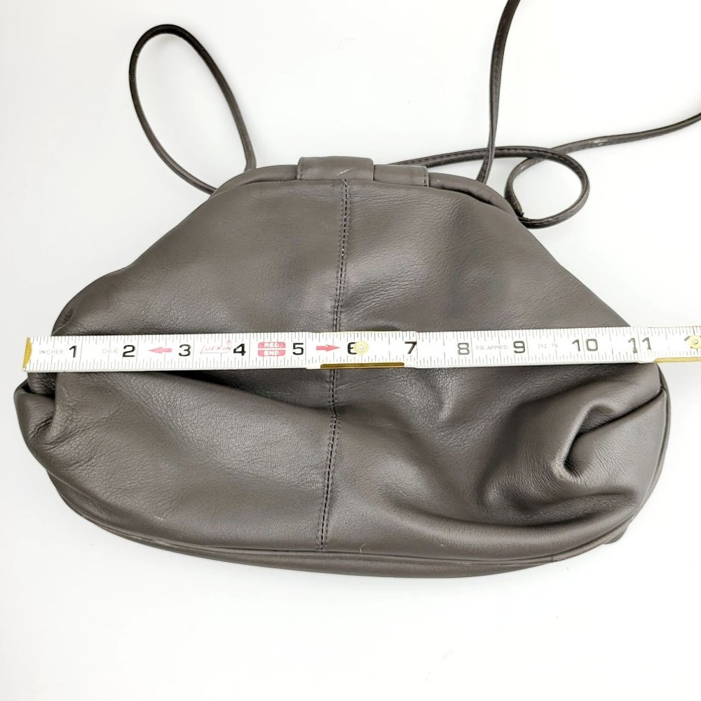 ASPECTS Grey Leather Crossbody Bag Thin Strap Basic Minimal Made in KOREA - Picture 8 of 14